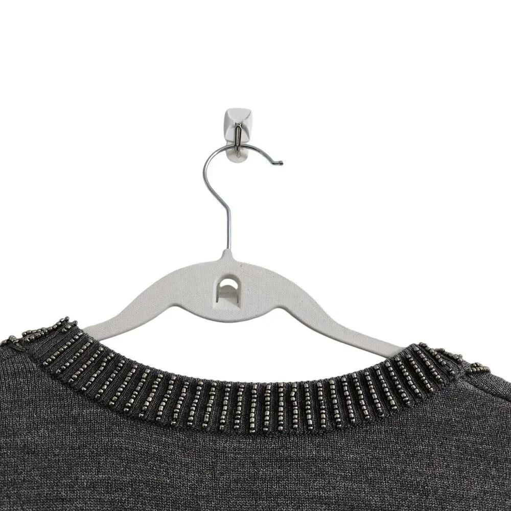 Kobi Halperin Delia Sweater Small Gray Wool Blend Embellished Beaded Stretch - Picture 8 of 13
